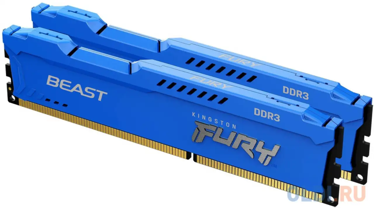 Оперативная память для компьютера kingston fury beast blue dimm 16gb ddr3 1600 mhz, фотография 1