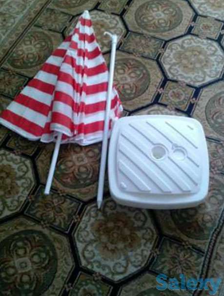 Комплект для пляжа. Зонт с основанием и коврик, фотография 1