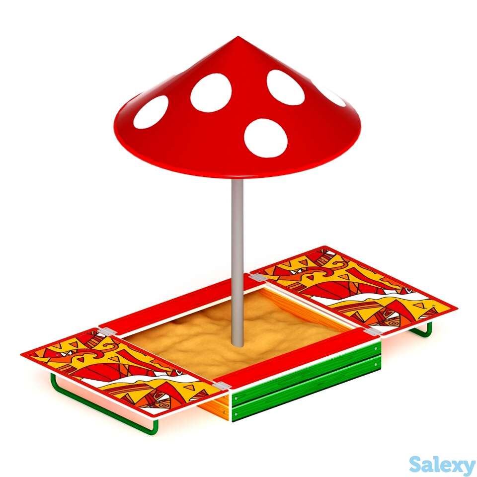 Песочница с крышкой и с грибком ио 5.01.10-04, фотография 1