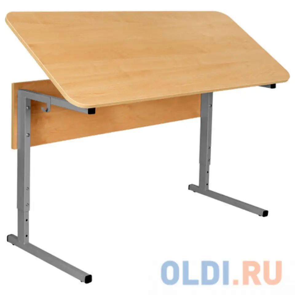 Стол-парта 2-местный, регулируемый угол, сут.55-01, 1200х500х640-780 мм, рост 4-6, серый каркас,, фотография 1