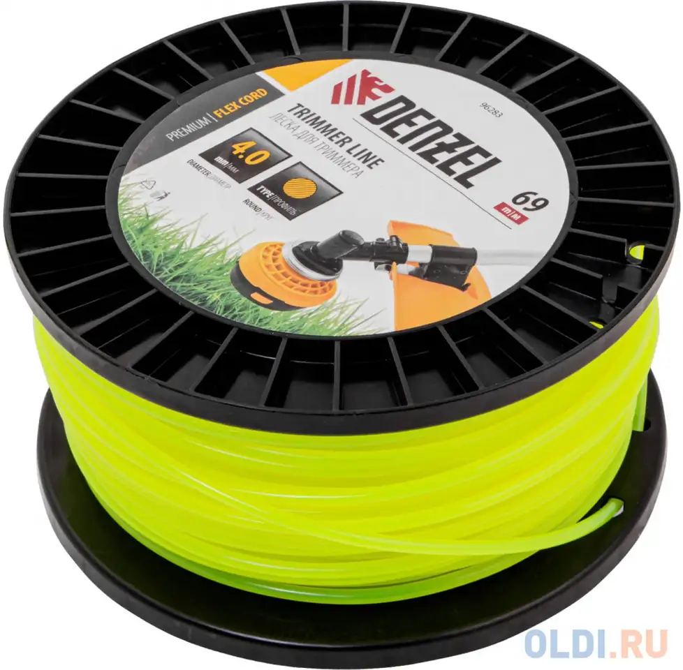 Леска для триммера круглая, 4,0мм х 69м, на din катушке flex, фотография 1