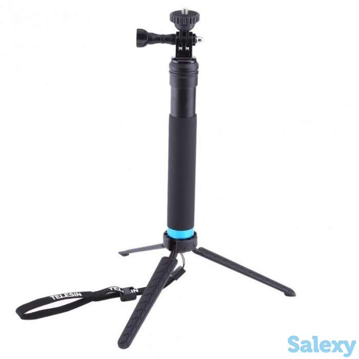 Продам телескопический монопод - трипод, два в одном для экшн камер с держателем для смартфонов, Telesin, фотография 1