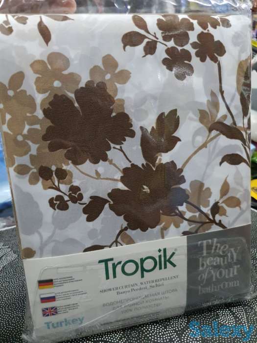 Шторка для ванны, турецкая, с природой и листьями, фотография 1