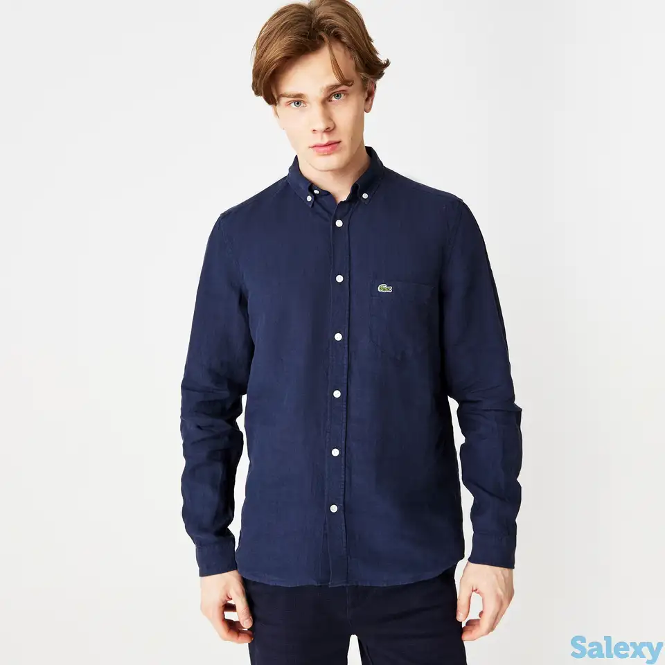 Льняная рубашка lacoste regular fit unisex, фотография 1