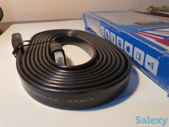 Кабель шнур High speed HDMI-HDMI Premium series плоский провод 5 метров, фотография 3