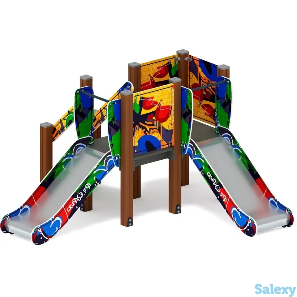 Горка двойная малыш (граффити) - ио 41.01.02-03 - н=750, фотография 1