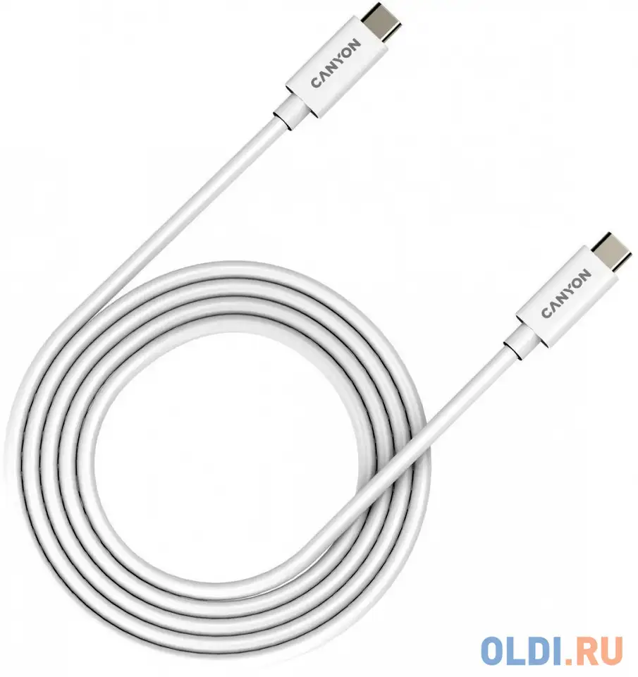 Кабель usb type c 2м canyon uc-42 круглый белый, фотография 1