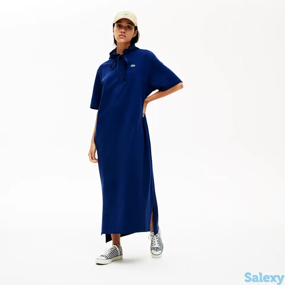 Женское платье-поло lacoste oversize fit  с капюшоном, фотография 1