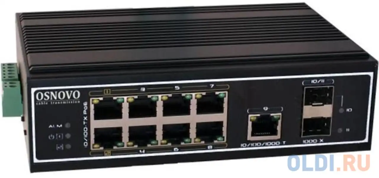 Коммутатор osnovo sw-60812/i 8x100mb 1g 2sfp 300w, фотография 1