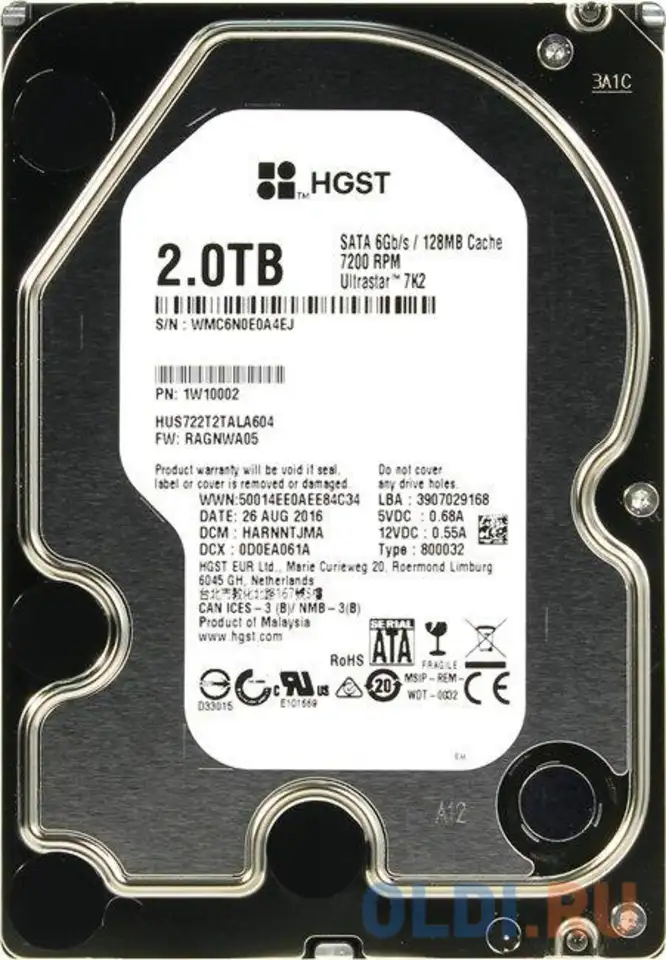 Жесткий диск hgst ultrastar 7k2 2 tb 1w10002, фотография 1