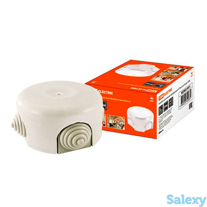 Коробка распаячная TDM фарфоровая D7,8х4,5см белая, фотография 1