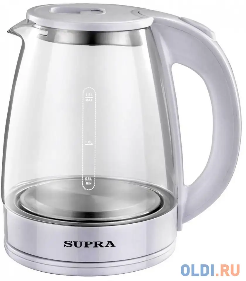 Чайник электрический supra kes-1891 1.8л. 1500вт белый (корпус: стекло), фотография 1