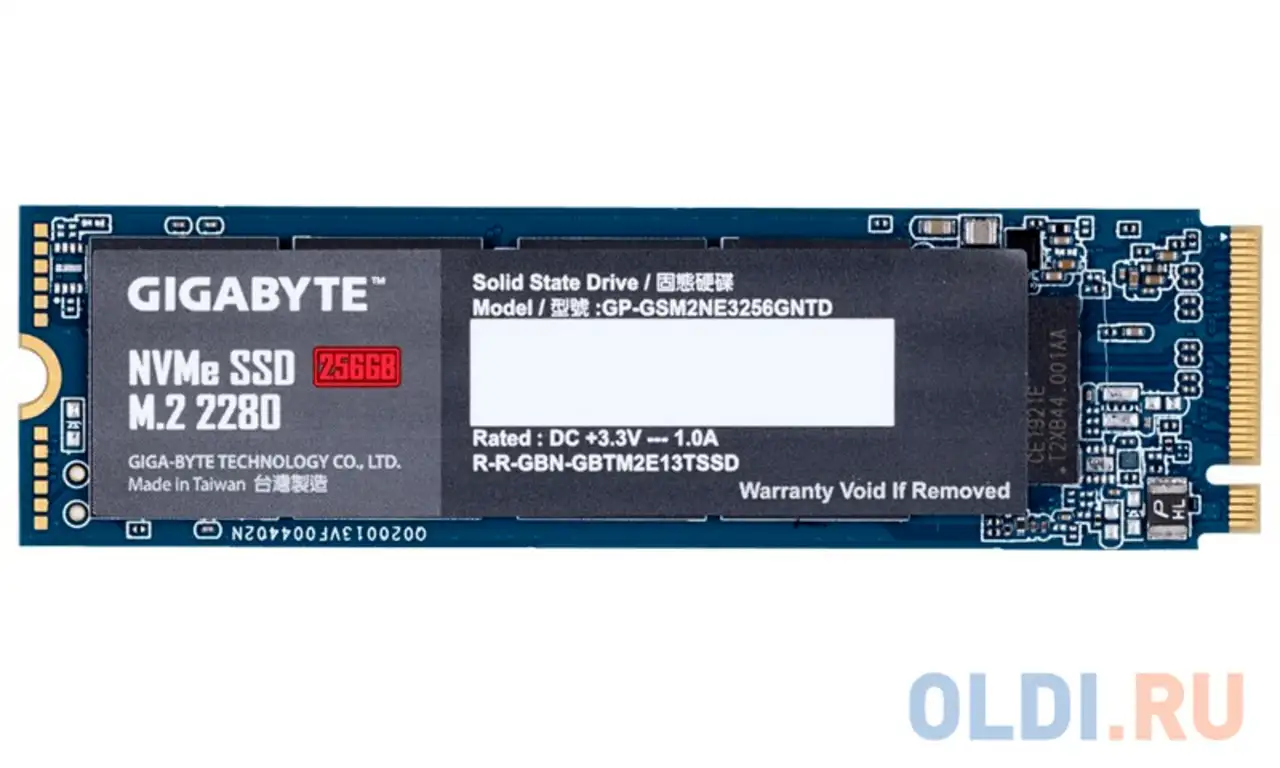 Ssd накопитель gigabyte nvme ssd 256 gb pci-e 3.0 x4, фотография 1