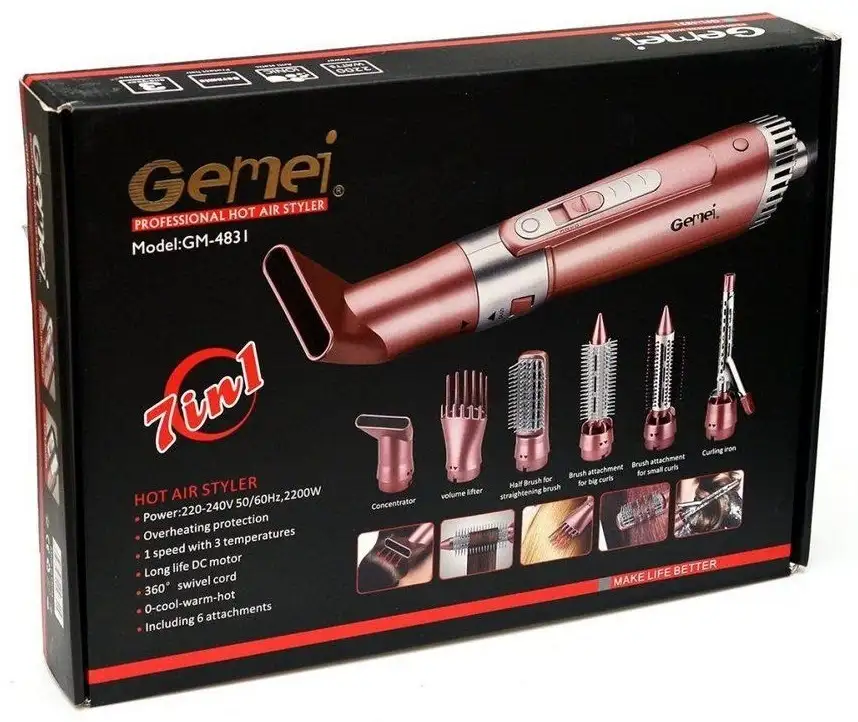 Фен для волос с насадками  Мультистайлер Gemei 7 в 1 GM-4831, фотография 1