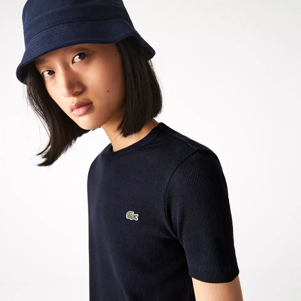 Женская футболка из мягкого хлопка lacoste с круглым вырезом, фотография 1