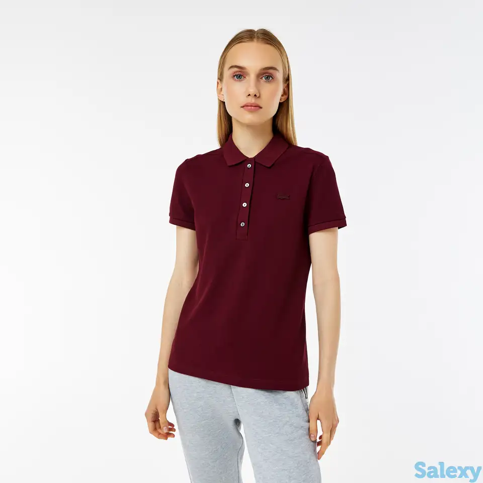 Женское поло lacoste slim fit из эластичного хлопка, фотография 1