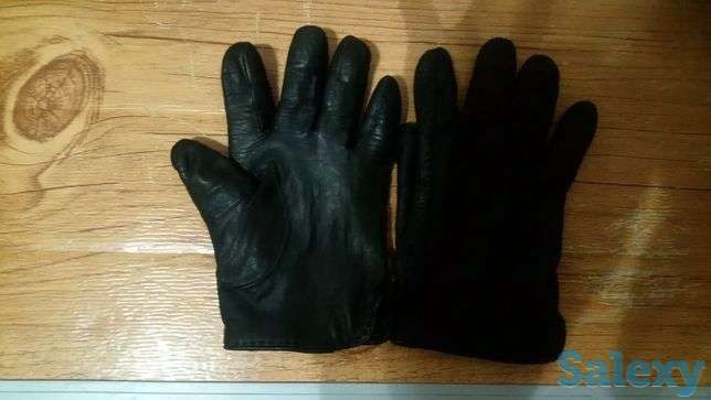 Перчатки мужские кожаные зимние черные размер 10,5, фотография 1