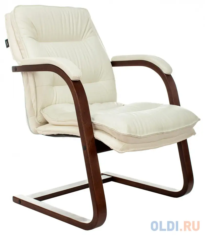 Кресло бюрократ t-9927walnut-av слоновая кость кожа полозья дерево, фотография 1