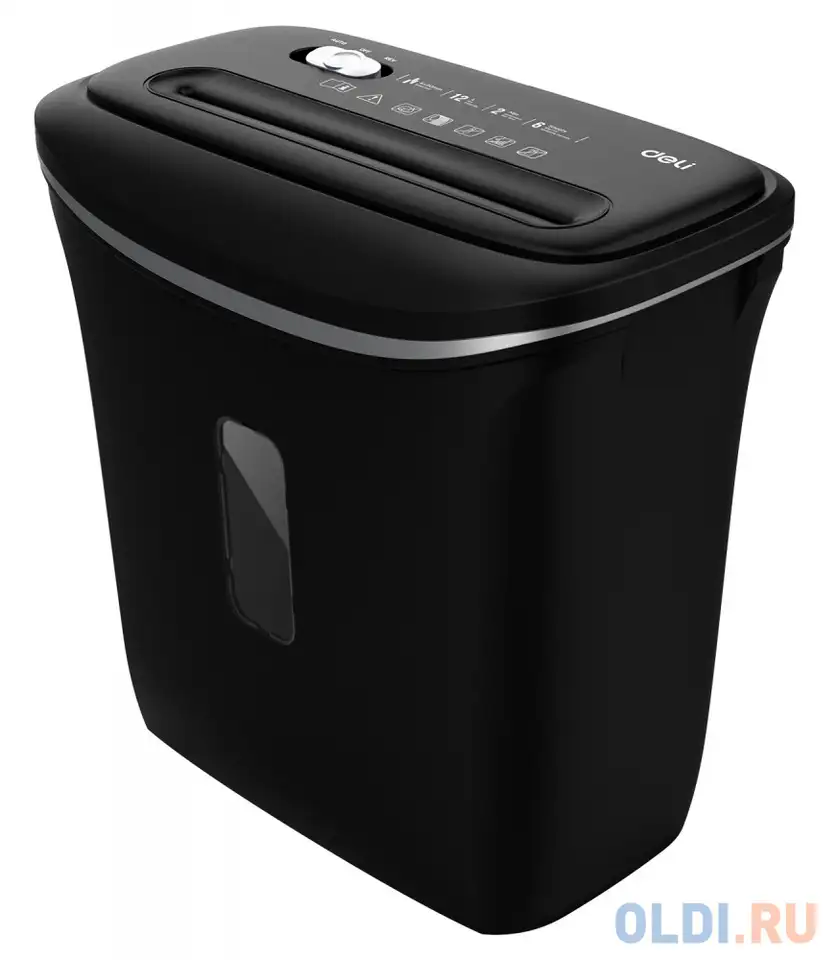 Уничтожитель бумаг deli e9945, p-4, 4x30, 6 лист. одновременно, 12л, фотография 1