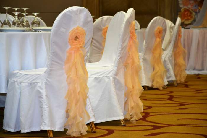 Оформление свадебных залов бумажными цветами и тканью, фотография 2