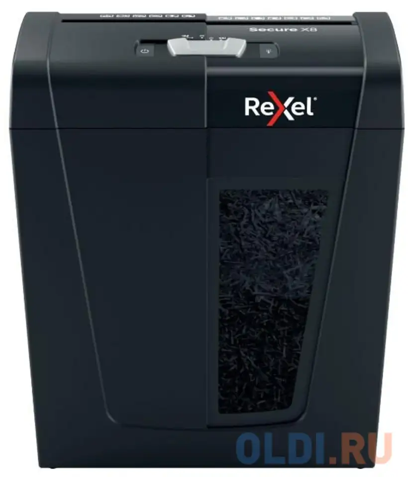 Шредер rexel secure x8 eu черный (секр.p-4)/фрагменты/8лист./14лтр./скрепки/скобы, фотография 1