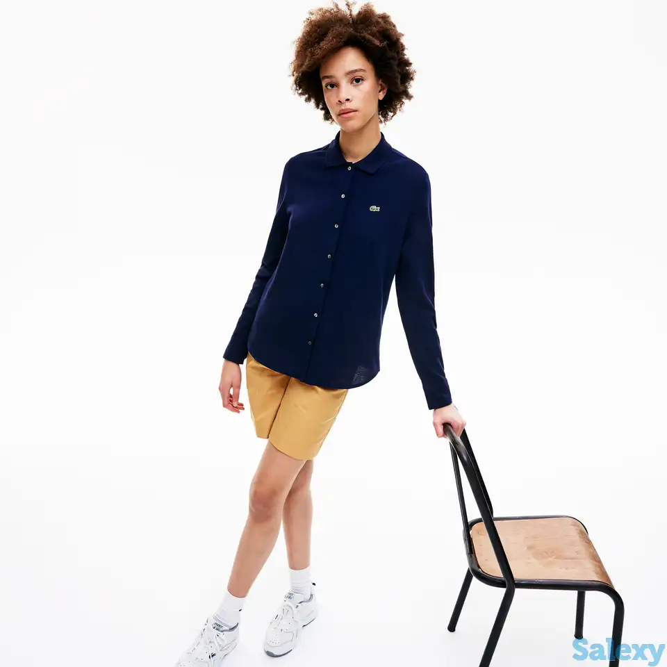 Женская рубашка-поло lacoste из мягкого хлопка стандартного кроя, фотография 1