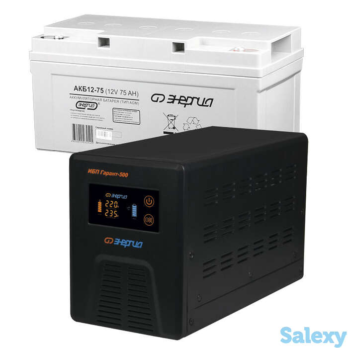 Комплект ибп инвертор энергия гарант 500 + аккумулятор 75 ач, фотография 1