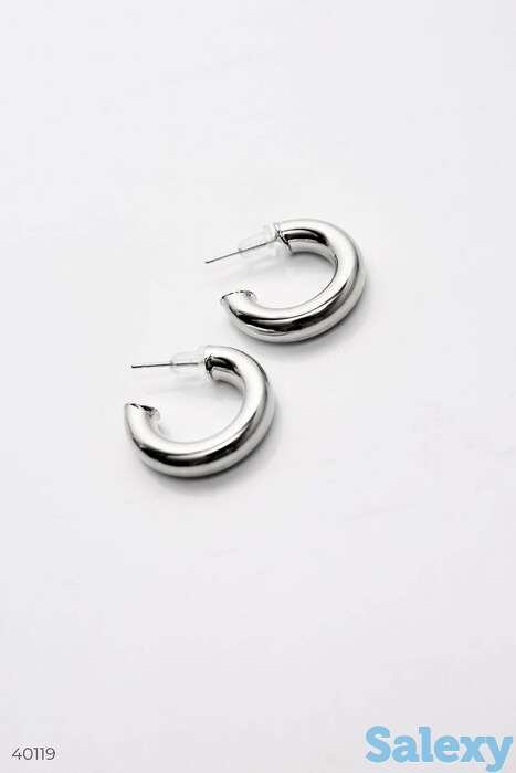 Серебристые серьги-кольца, фотография 1