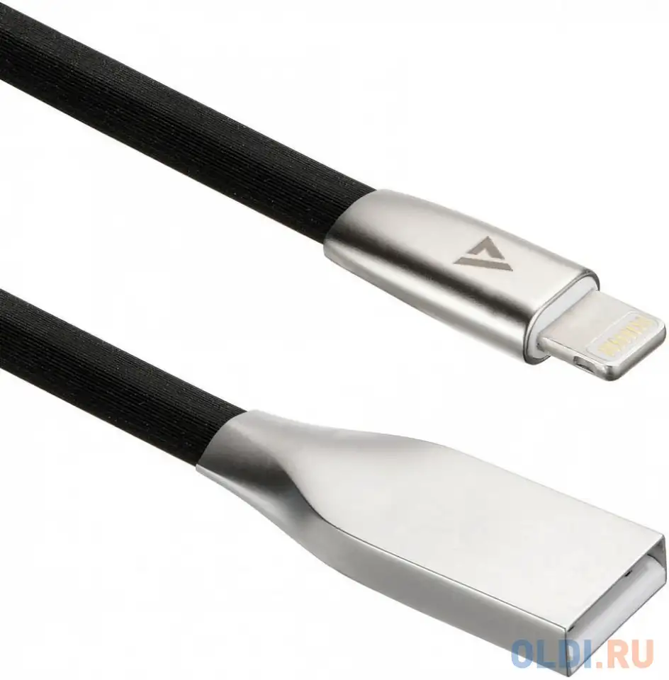 Кабель lightning 1.2м acd acd-u922-p5b плоский черный, фотография 1