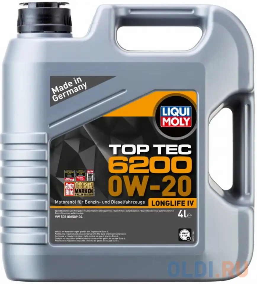 20788 liquimoly нс-синт. мот.масло top tec 6200 0w-20 (4л), фотография 1