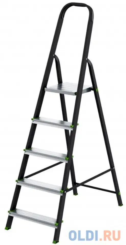 Стремянка, 5 ступеней, стальной профиль, алюминиевые ступени, россия // сибртех, фотография 1