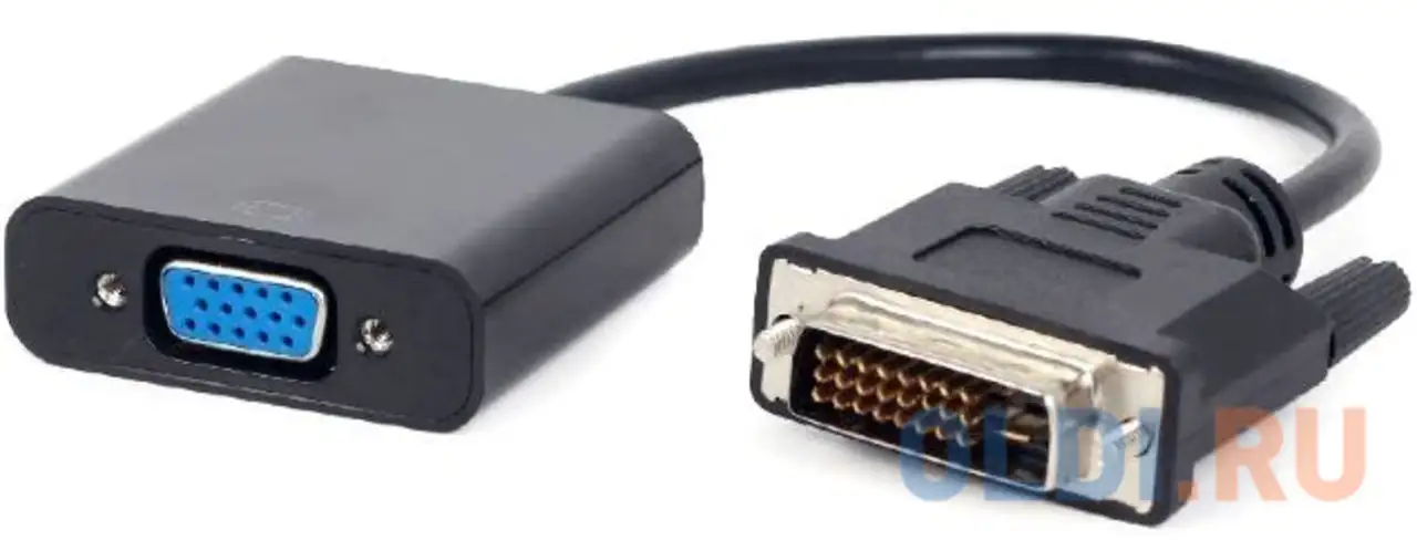 Переходник dvi-d-vga digital cablexpert a-dvid-vgaf-01, 25m/15f, длина кабеля 0,2м, черный, пакет, фотография 1