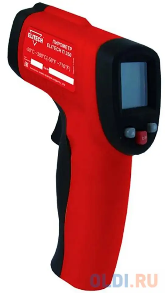 Пирометр (термодетектор) elitech п 350  пирометр от-50 до+380град 9в батарея, фотография 1