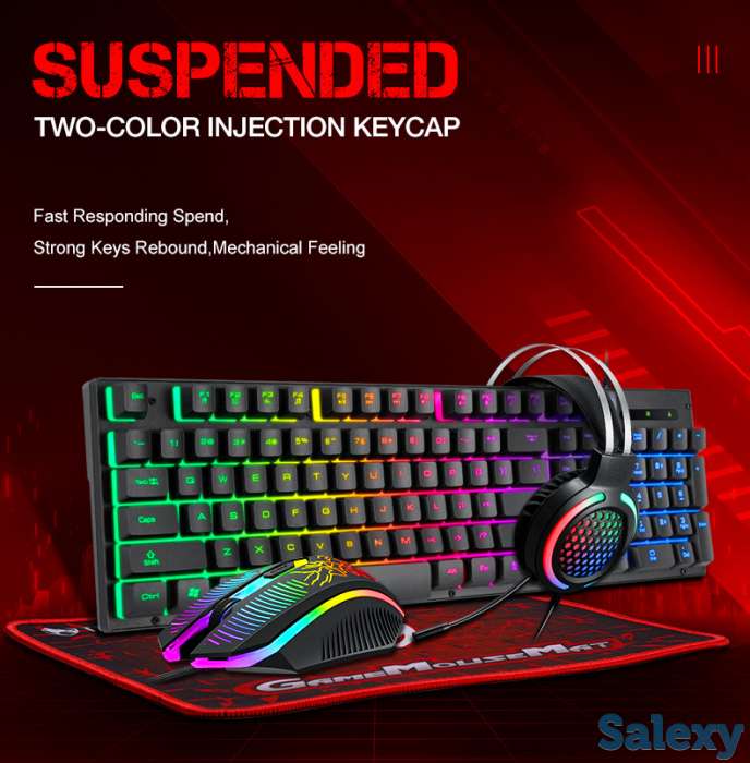 Игровой набор(клавиатура, мышь, наушник + коврик), фотография 1