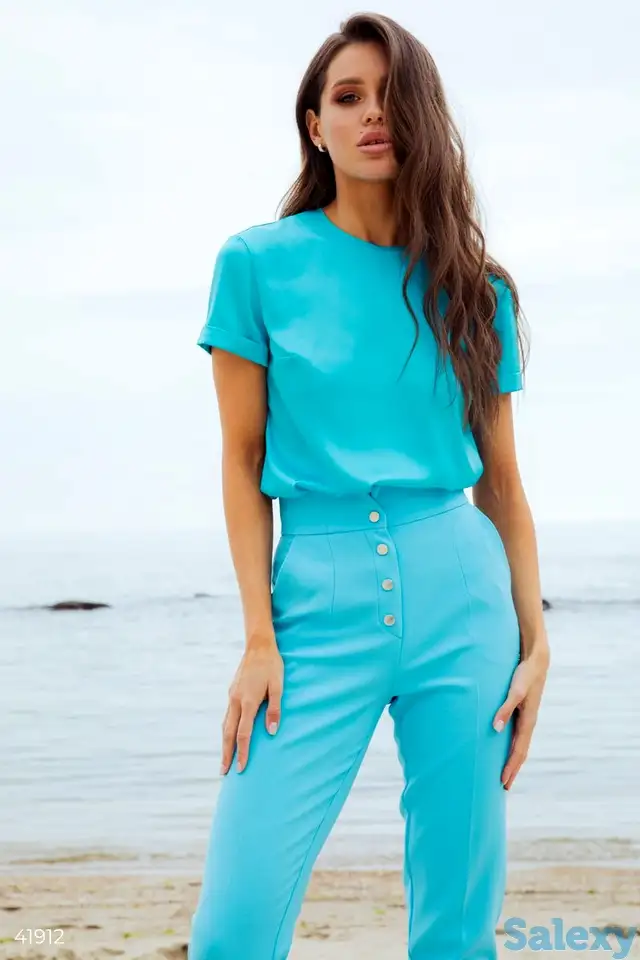 Бирюзовый топ из шелка, фотография 1