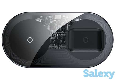 Беспроводное зарядное устройство baseus simple 2in1 wxjk-c02. черный-прозрачный, фотография 2