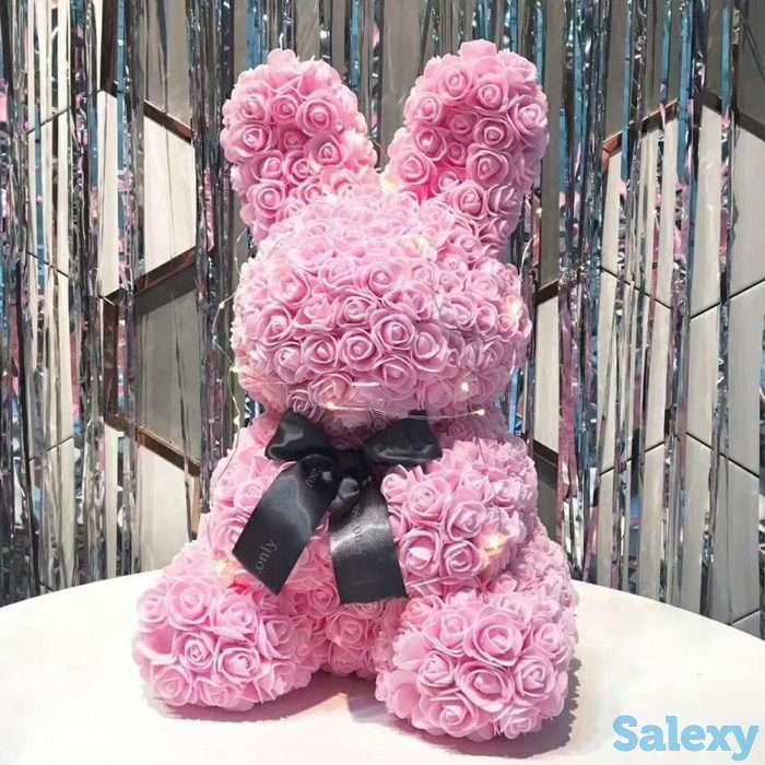 Зайчики, собаки и мишка из роз 3д подарки на 14 февраля, фотография 1