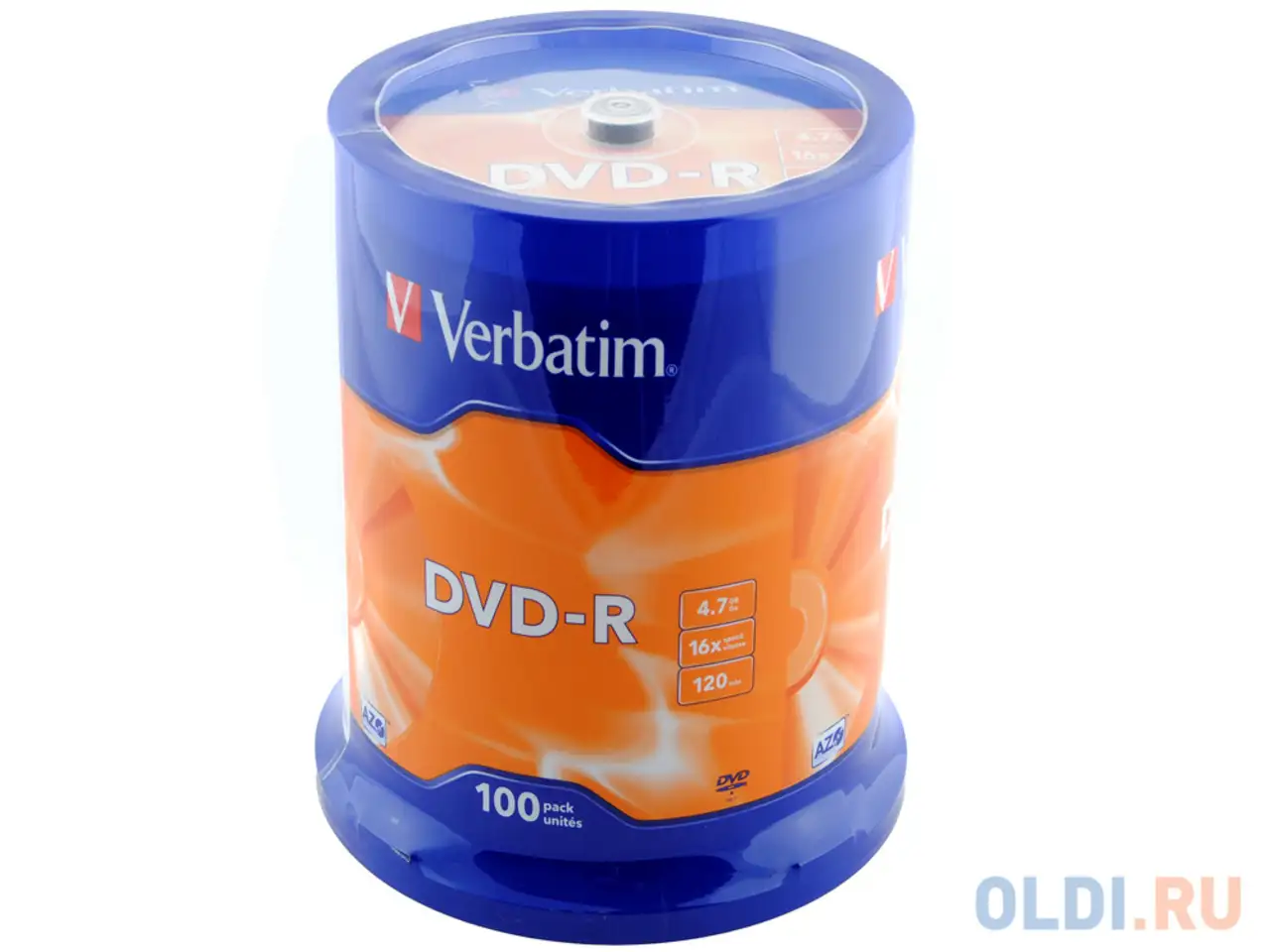 Диски dvd-r 4.7gb verbatim 16х  100 шт  cake box, фотография 1