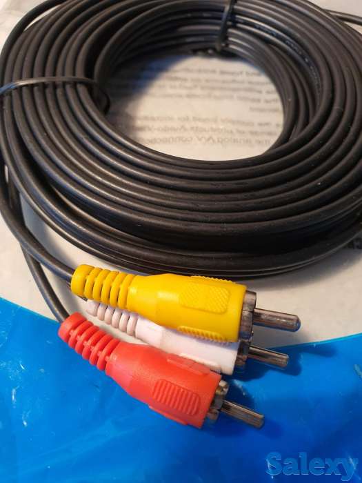 Кабель шнур три 3 тюльпана 3 RCA M/M, 3 метра для DVD ДВД аудио и тд, фотография 1