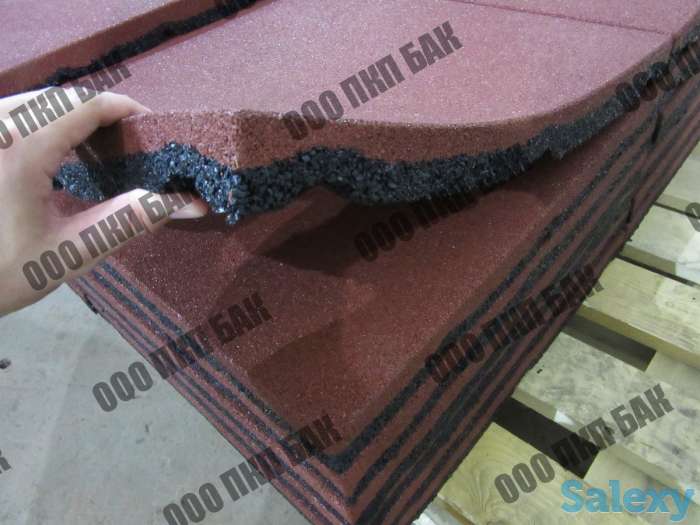 Плитка из резиновой крошки 500х500х40 цвет терракотовый, фотография 2