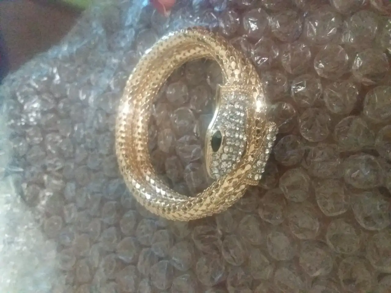 Браслет Змея золотистый цирконий со стразами, фотография 3