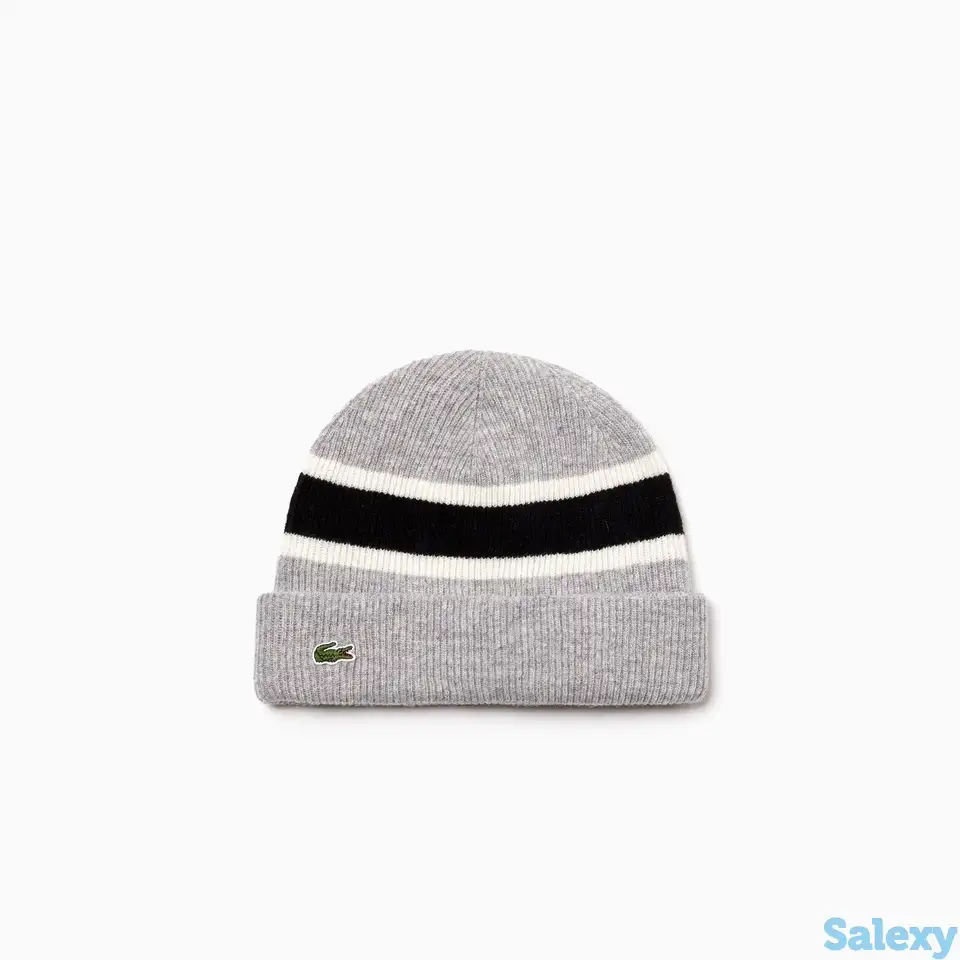 Мужская шерстяная шапка lacoste  в контрастную полоску, фотография 1