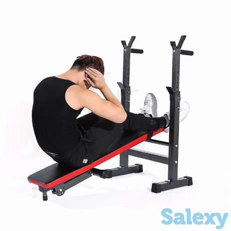 Многофункциональная складная скамья для штанги и гантелей брусья, фотография 3