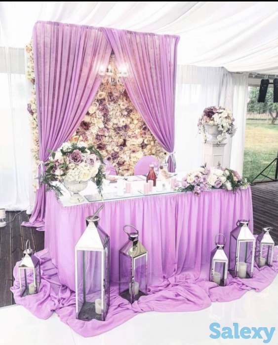 Оформление стола молодоженов, свадьбы, президиум, фотография 5