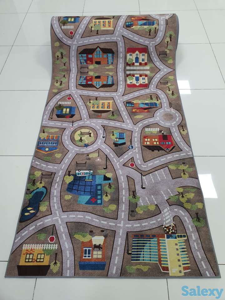Детская ковровая дорожка с машинками и домами, ковер, коврик 100 см и 140 см, фотография 4