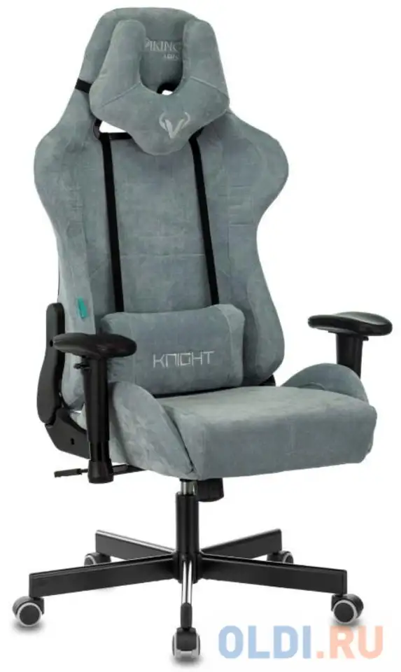 Кресло игровое бюрократ viking knight lt28 fabric серо-голубой крестовина металл, фотография 1