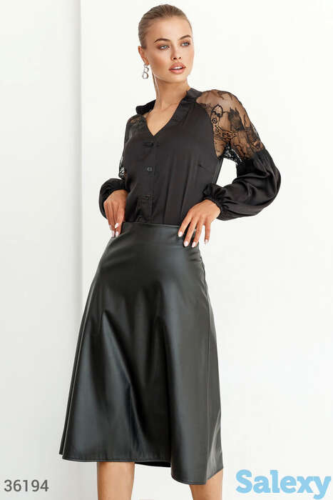 Шелковая блуза-рубашка с кружевом, фотография 1