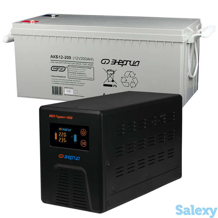 Комплект ибп инвертор энергия гарант 1000 + аккумулятор 200 ач, фотография 1