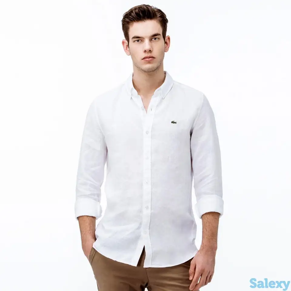 Мужская рубашка lacoste из льна slim fit, фотография 1