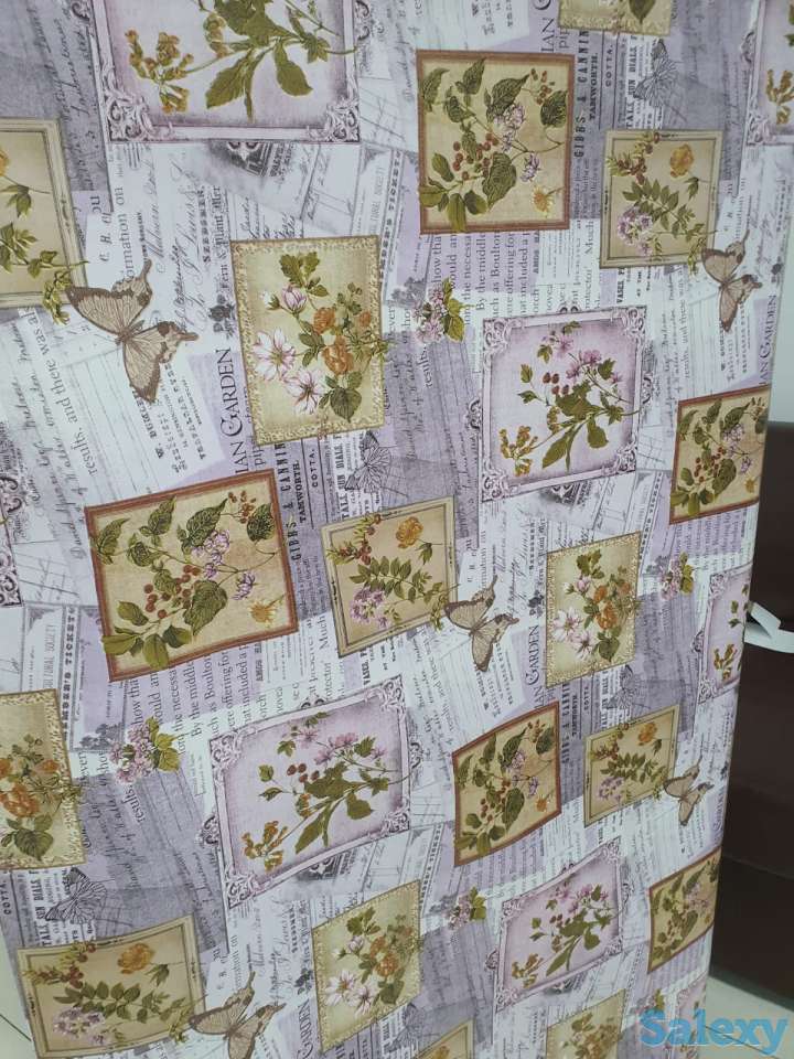 Сиреневая скатерть клеенка в стиле винтаж поле бабочки, качество, фотография 6